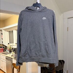 Nike Kids Dark Gray Pullover Hoodie with White Logo